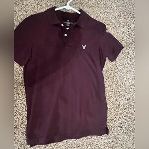 American Eagle Outfitters Dark Maroon Polo Flex Classic Fit Shirt